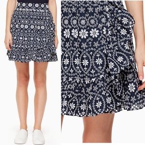 kate spade Navy and White Floral Print Midi Skirt